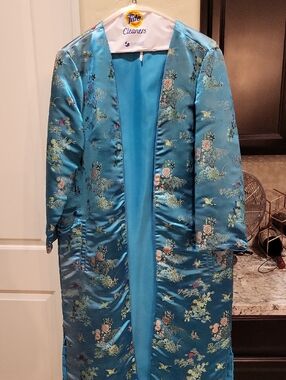 Free People Asian Turquoise Long Jacket Size Large